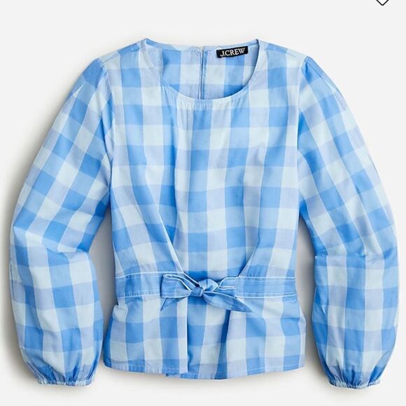 J. Crew Bow-front top in Bristow gingham - Picture 1 of 5